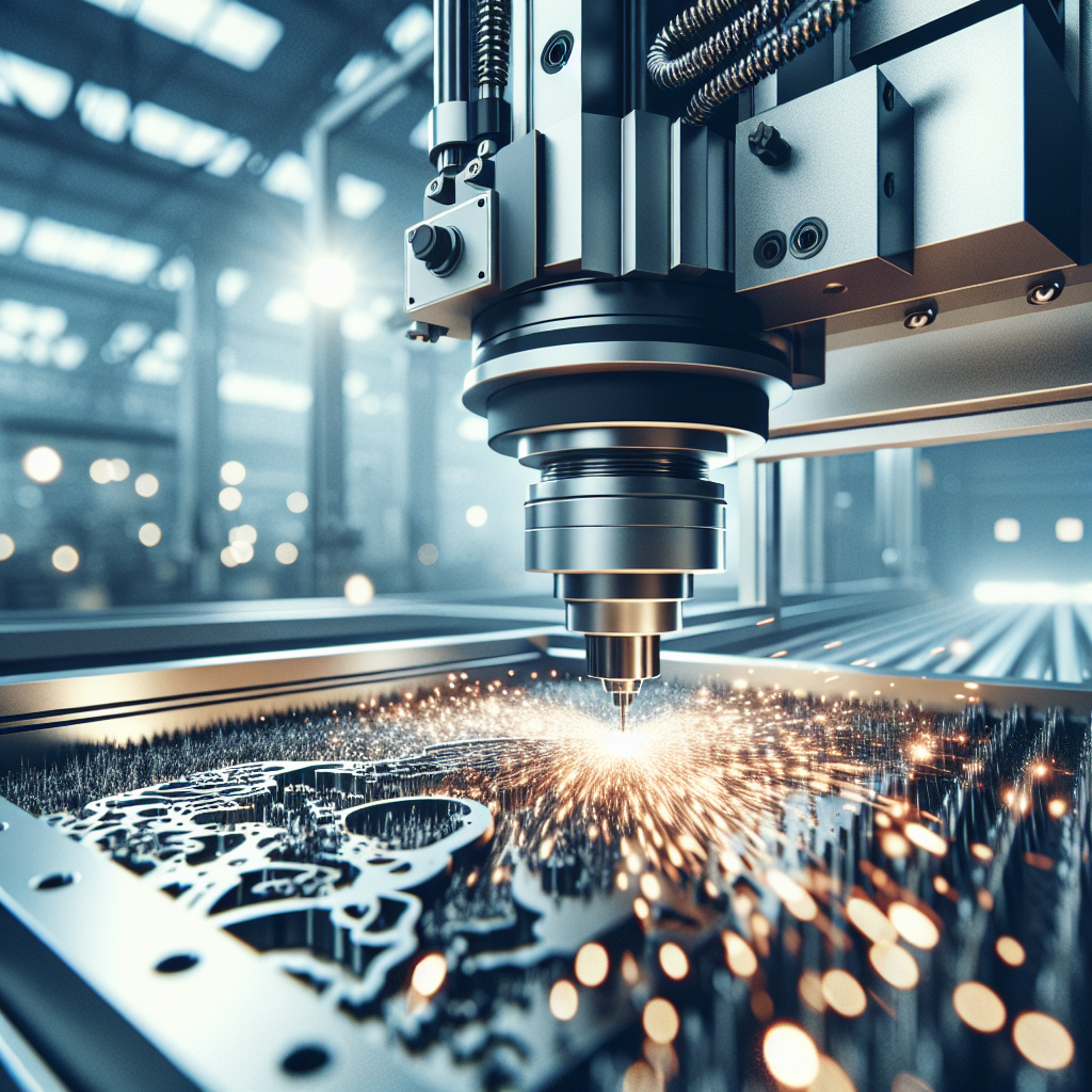 מכונת CNC בתהליך כרסום וחריטה מדויק של חלק מתכתי בסביבת מפעל מתקדמת, המדגישה עיבוד שבבי מדויק ושירותי עיבוד שבבי בצפון